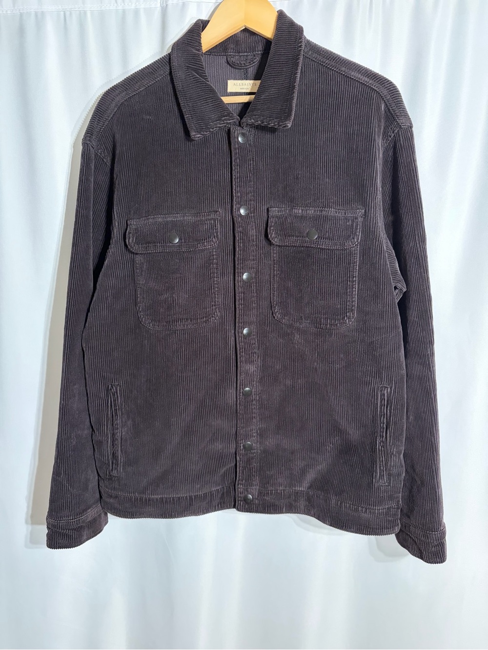 AllSaints Men's Corduroy Shirt Jacket in Dark Brown
